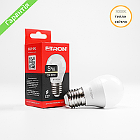 LED лампа ETRON G45 E27 8W 3000K 220V, лампа светодиодная 1-ELP-041