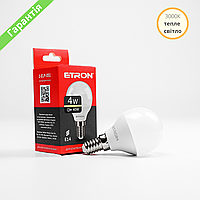 LED лампа ETRON G45 E14 4W 3000K 220V, лампа светодиодная 1-ELP-051