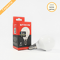 LED лампа ETRON G45 E14 6вт 3000K 220V, лампа светодиодная 1-ELP-047