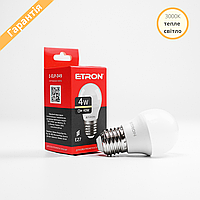 LED лампа ETRON G45 E27 4вт 3000K 220V, лампа светодиодная 1-ELP-049