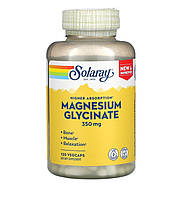 Глицинат магния magnesium glycinate 350 мг, Solaray 120 капсул