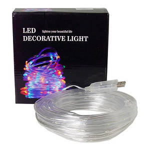 Гірлянда світлодіодна новорічна кольорова USB стрічка 100 LED 10м, дюралайт
