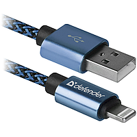 Дата кабель USB 2.0 AM to Lightning 1.0m ACH01-03T 2.1A blue Defender (87811)