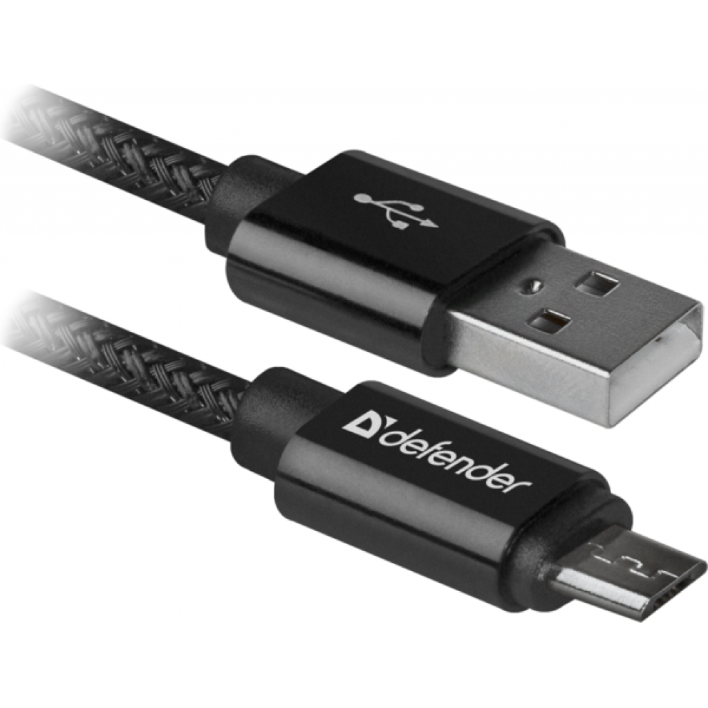 Дата кабель USB 2.0 AM to Micro 5P 1.0m USB08-03T PRO black Defender (87802) - фото 1 - id-p1623170934
