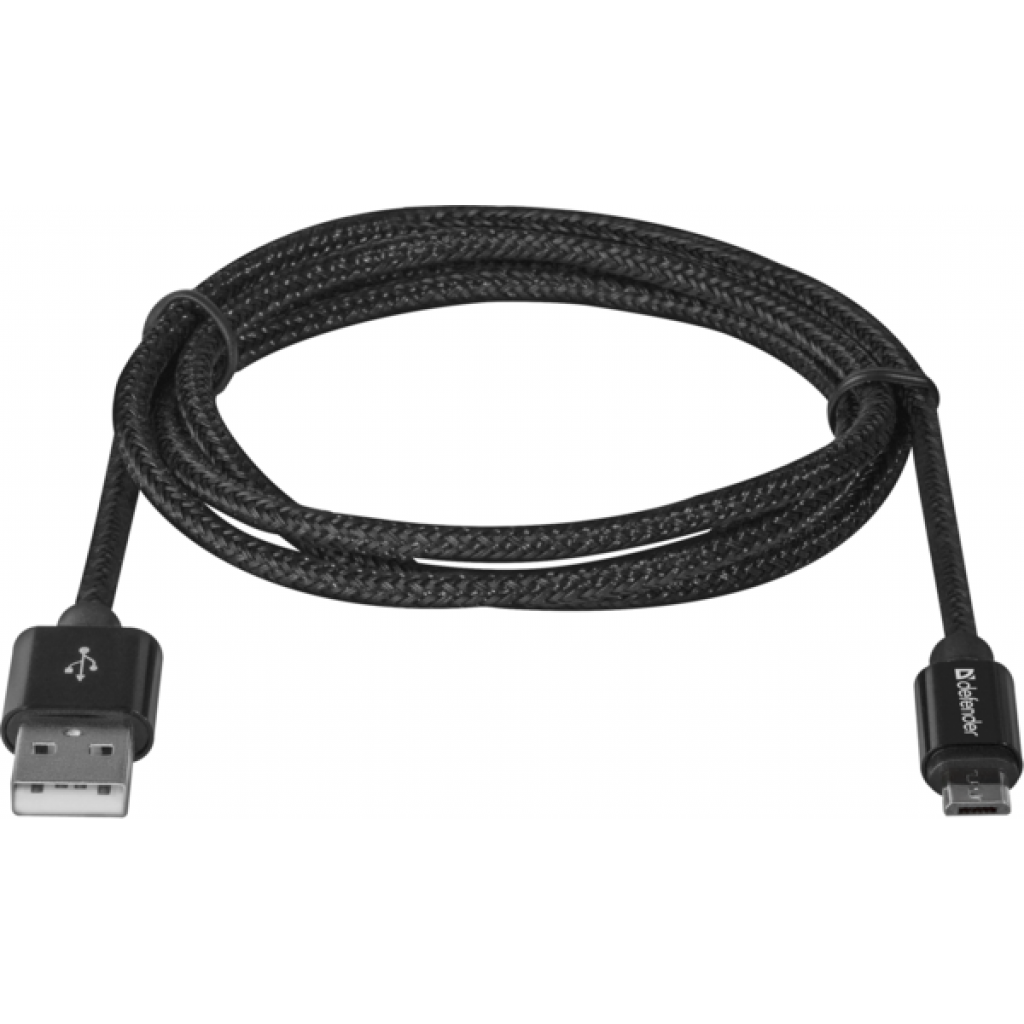 Дата кабель USB 2.0 AM to Micro 5P 1.0m USB08-03T PRO black Defender (87802) - фото 2 - id-p1623170934