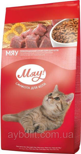 Сухой полнорационный корм для кошек Мяу! с курицей 14 кг