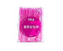 Щіточки для розчісування ресниць ZOLA рожеві з рожевою ручкою, 50 шт. в упаковці
