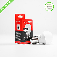 LED лампа ETRON G45 шарик E27 6вт 4200K 220V, лампа светодиодная 1-ELP-046