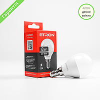 LED лампа ETRON G45 E14 8W 4200K 220V, лампа светодиодная 1-ELP-044