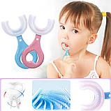 Дитяча U-подібна зубна щітка капа для дітей на 360 градусів блакитна (діаметр 4 см), фото 7