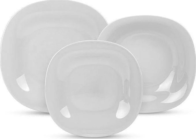 Сервиз обеденный 18 предметов, набор тарелок на 6 персон (белый глянц, квадратной формы) - фото 4 - id-p1623237420