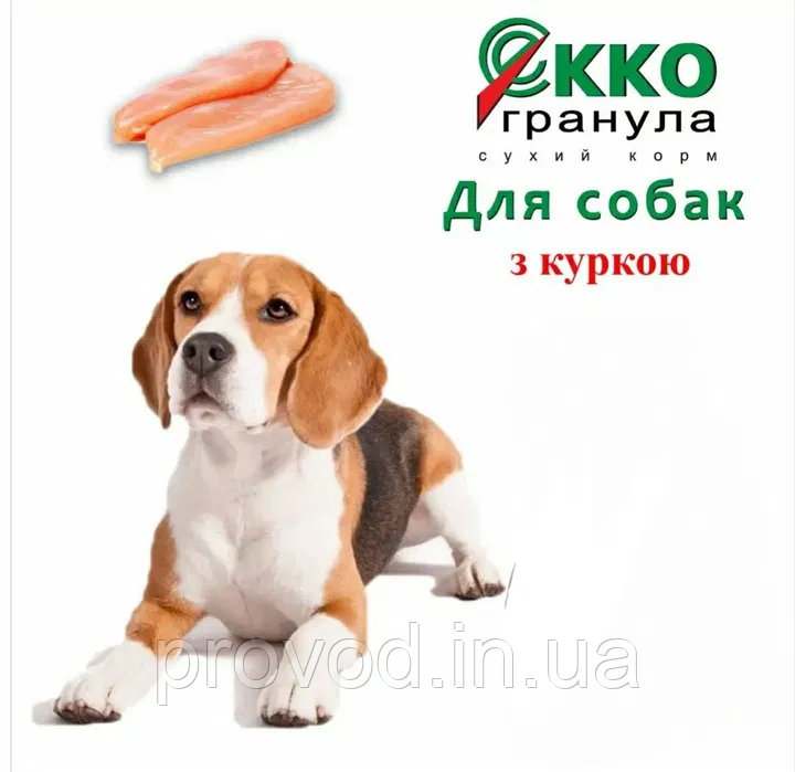 Корм для собак середніх та великих порід з куркою EKKO ГРАНУЛА преміум класу 10 кг