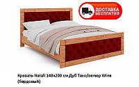 Кровать Natali 140х200 см Дуб Тахо/велюр Wine (бордовый) выбор цвета обивки