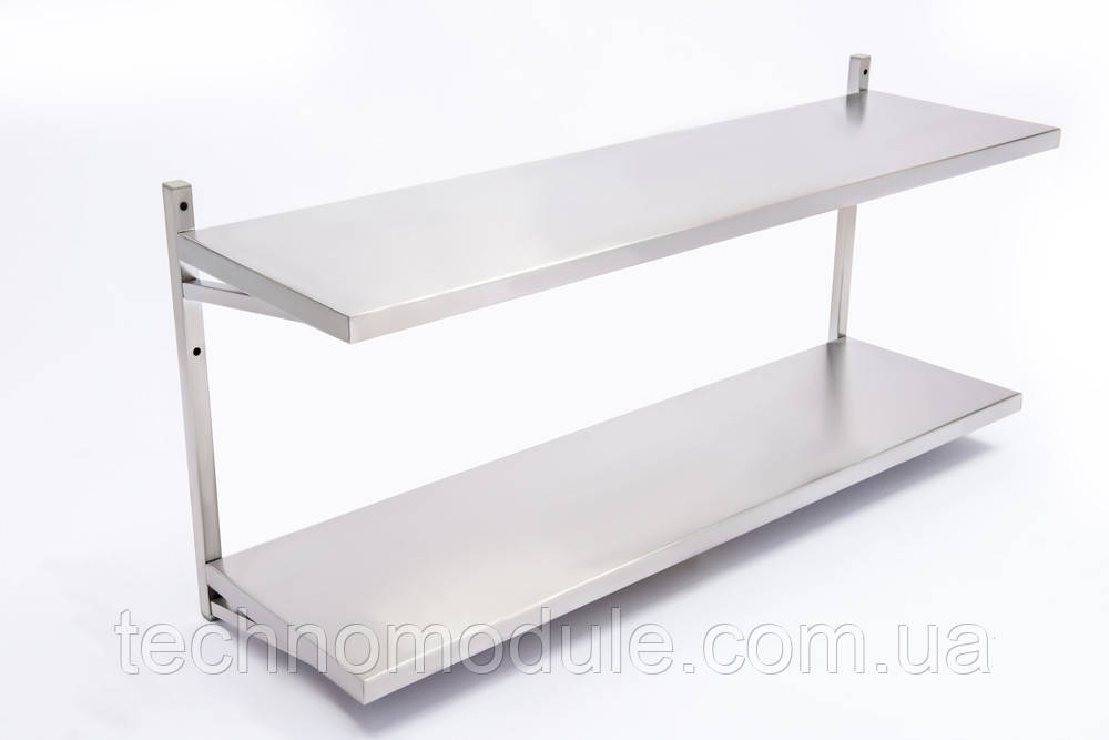 Полиця навісна з нержавіючої сталі, дворівнева, фото 1
