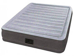 Надувне ліжко Intex 67768 (137х191х33см) матрац полуторний з вбудованим електронасосом, сірий