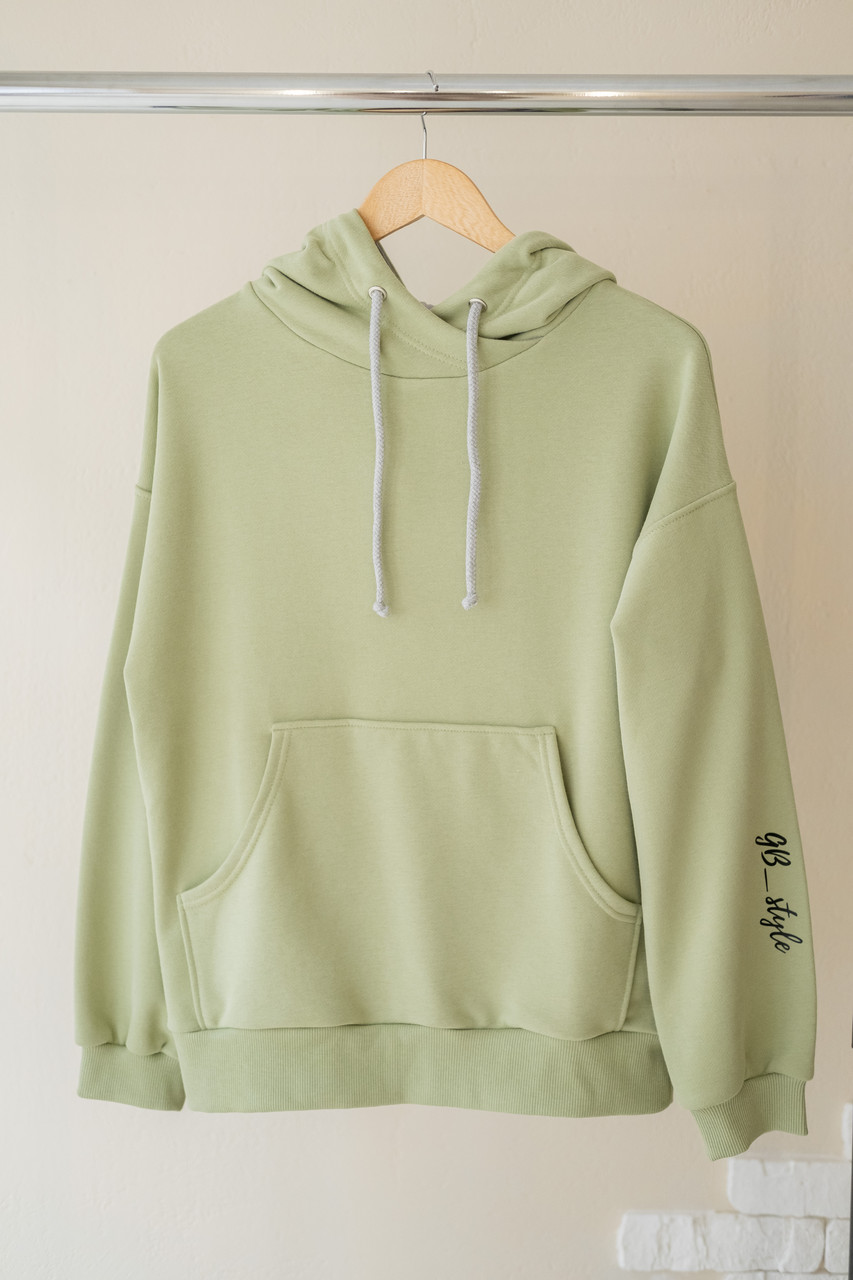 Чоловіче худі оверсайз з капюшоном оливкове, фото 1