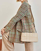 Женская сумка багет из экокожи через плечо, вечерний клатч на цепочке Луиза WeLassie Бежевый