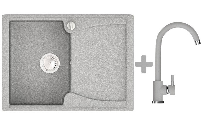 Комплект: мийка гранітна ASKANIA MILANA Сірий + Кран