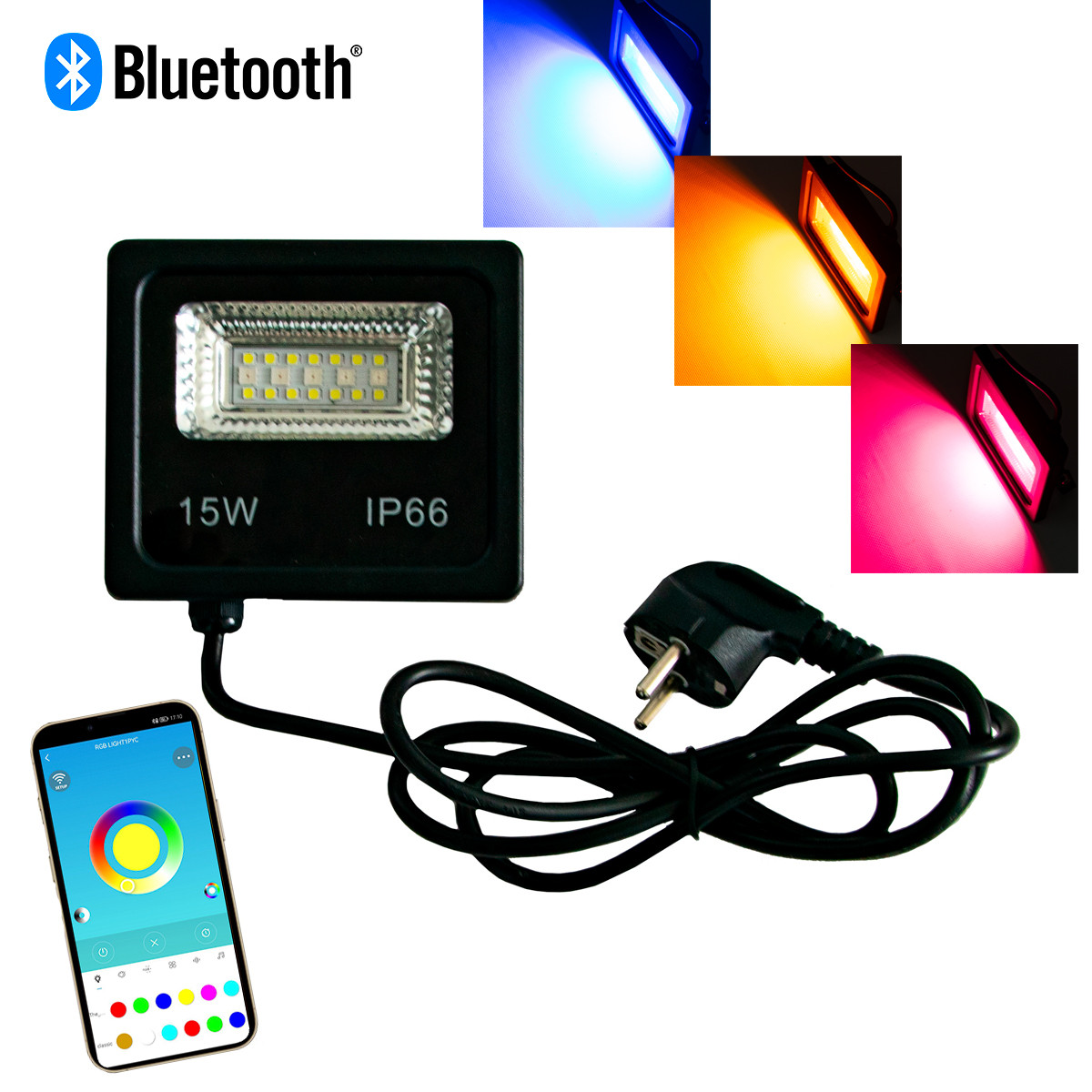 Прожектор цветной LED Flood Light 15W Bluetooth фасадное освещение частного дома, rgb прожектор (TS) - фото 1 - id-p1623257582