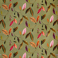 Ткань для штор, римская штора, скатерть, декор разноцветные листья на зеленом фоне