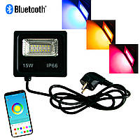 Прожектор цветной LED Flood Light 15W Bluetooth фасадное освещение частного дома, rgb прожектор (GA)