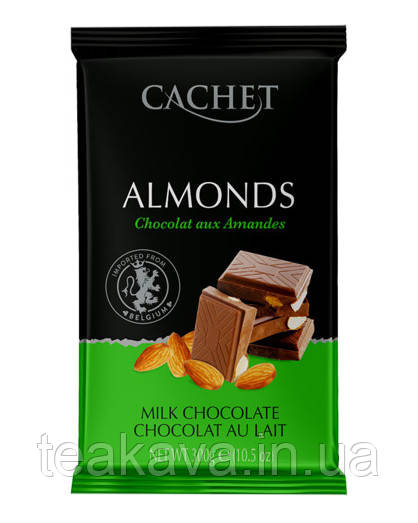 Шоколад Cachet молочний з мигдалем 32%, 300 г