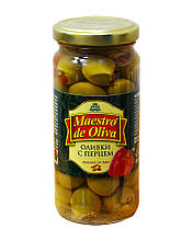 Оливки з перцем Maestro de Oliva, 235 г (стекляна банка)