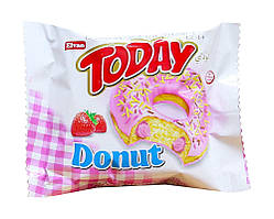 Пончик бісквітний полуничний Elvan TODAY DONUT STRAWBERRY, 50 г