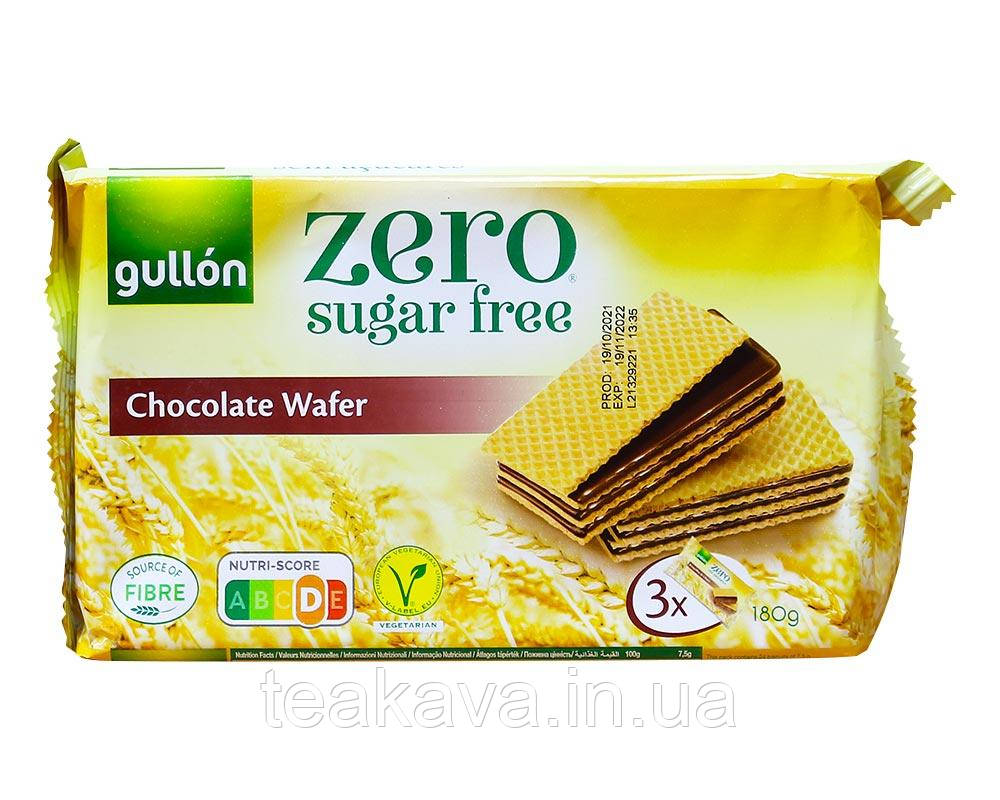 Вафлі без цукру з шоколадною прошаркою GULON ZERO Chocolate Wafer,180 г