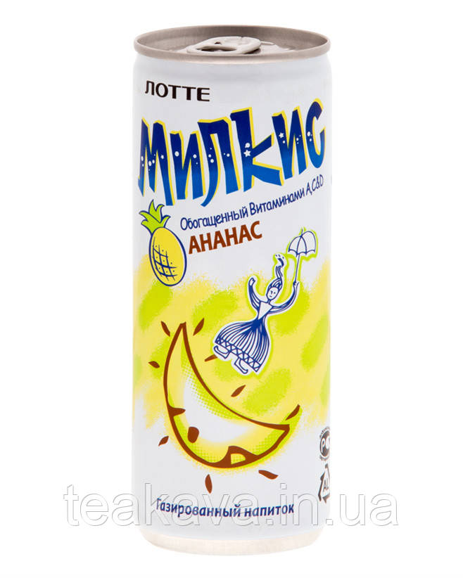 Напій молочний безалкогольний газований Мілкіс Ананас ЛОТТЕ, 250 мл (Milkis Pineapple LOTTE)