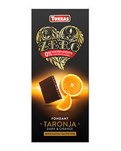 Шоколад чорний без цукру, без глютену TORRAS Zero з апельсином 52%, 125 г