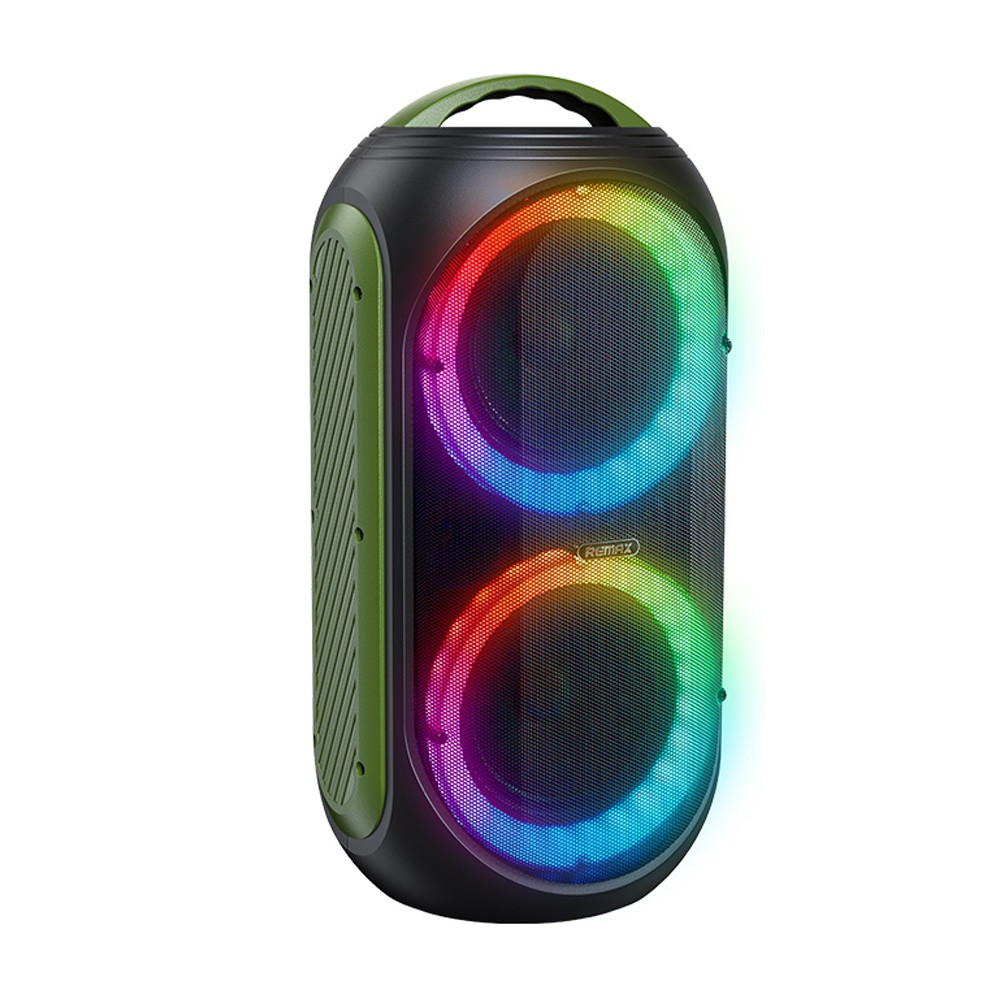 DR Портативна Bluetooth колонка Remax RB-X9 з LED-підсвіткою і караоке мікрофоном black green, фото 1