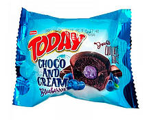 Кекс шоколадний з шоколадно-чорничним кремом Elvan TODAY CHOCO AND CREAM Blueberry, 50 г