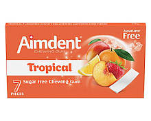 Жувальна гумка без цукру зі смаком тропічних фруктів Aimdent TROPICAL, 7 шт/уп (жевачка, жуйка)