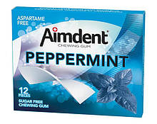 Жувальна гумка без цукру зі смаком м'яти перцевої Aimdent PEPPERMINT, 12 шт/уп (жевачка, жуйка)