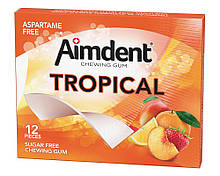 Жувальна гумка без цукру зі смаком тропічних фруктів Aimdent TROPICAL, 12 шт/уп (жевачка, жуйка)