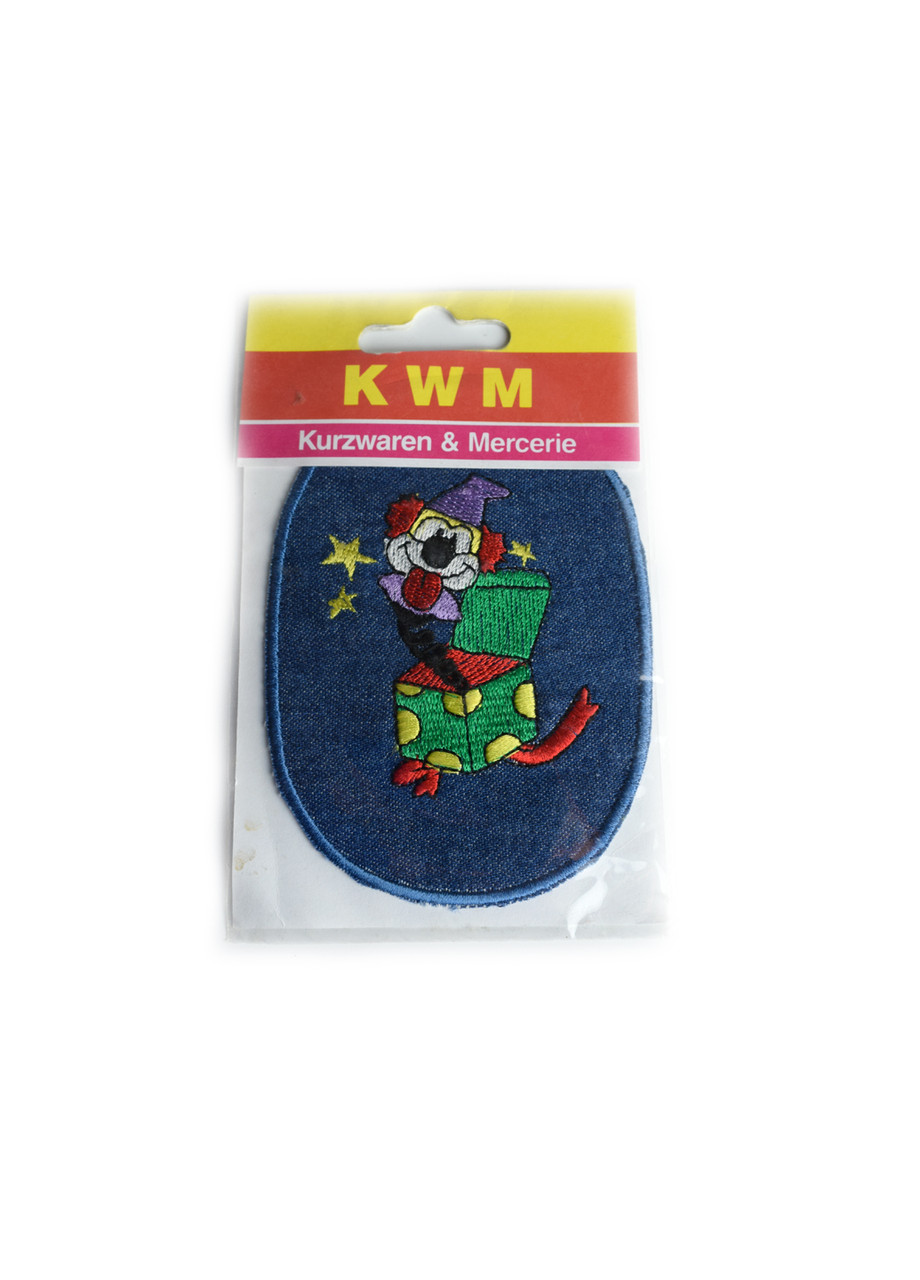 Дитяча термонашивка джинс Клоун KWM, термоплатка, латка, нашивка, аплікація, фото 1