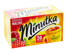 Чай чорний Minutka зі смаком малини в пакетиках, 28 г (20 шт.*1,4г)