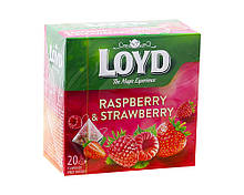 Чай фруктовий Малина-полуниця LOYD Raspberry & Strawberry, 40 г (20шт*2г)