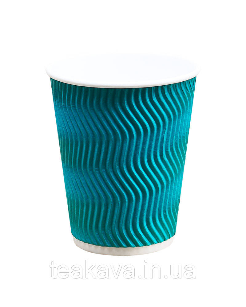 Гофростакан 250 мл бірюзовий, 20 шт., фото 1