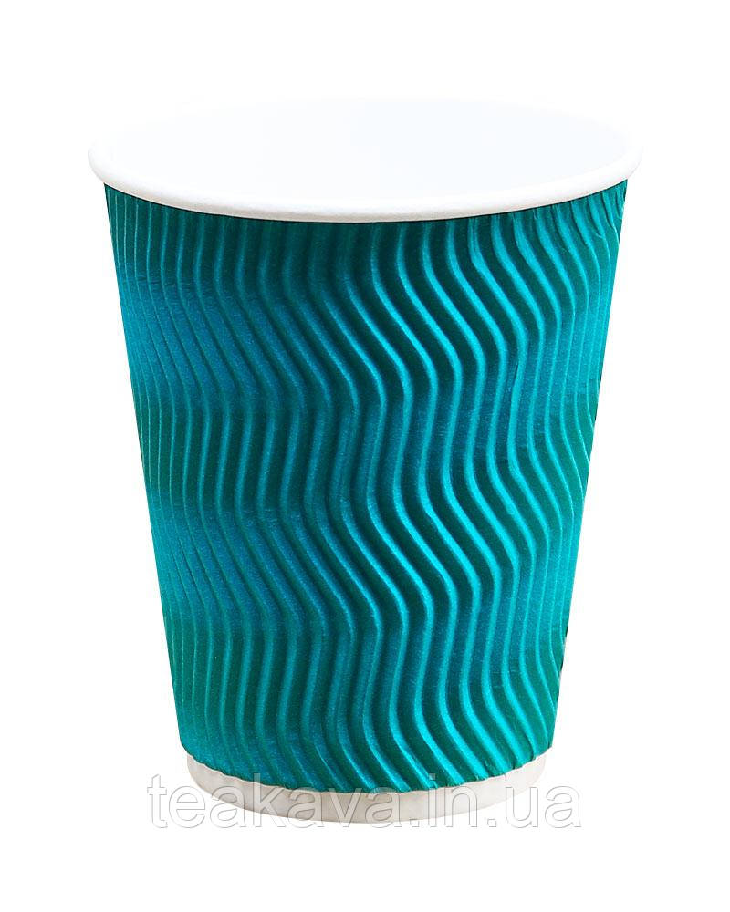 Гофростакан 400 мл бірюзовий, 15 шт., фото 1