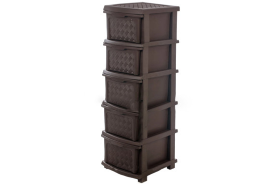 Пластиковий комод на 5 яруса R-plastic 34*40*108 см (коричневий)