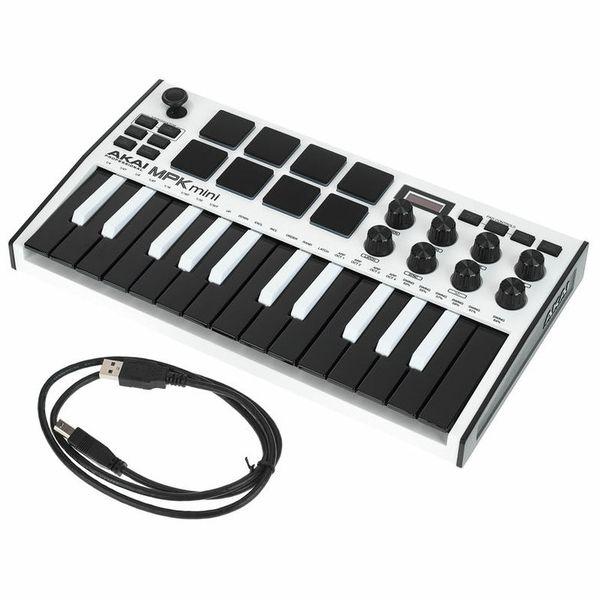 MIDI клавиатура AKAI MPK MINI MK3 White - фото 1 - id-p1623295319