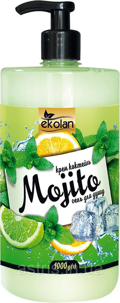 Крем-гель коктейль для душу "Mohito" Ekolan з дозатором 1000 мл