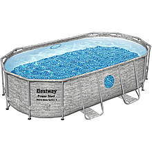Bestway Каркасний басейн Bestway Ротанг 56714 (427х250х100) з картриджним фільтром, сходами та захистним тентом