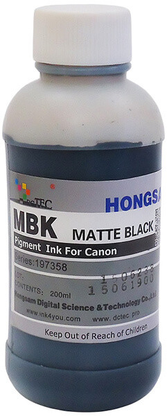 Пігментне чорнило HONGSAM для плоттерів Canon imagePROGRAF iPF6xx/7xx/8xx, TM-200/300, Matte Black, 200 мл