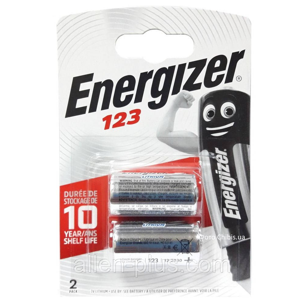 Батарейка літієва Energizer Lithium Cell CR123A, 3V, блістер 2 шт.