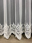 Ціна за 2 метри! Тюль з вишитим низом на основі турецької грецької сітки (матовий). Колір: молочний, фото 7