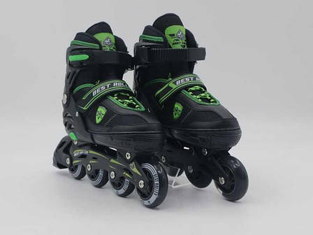 Ролики розсувні для хлопчика 10122-S Best Roller, розмір 31-34 колеса PU, зелені, фото 3