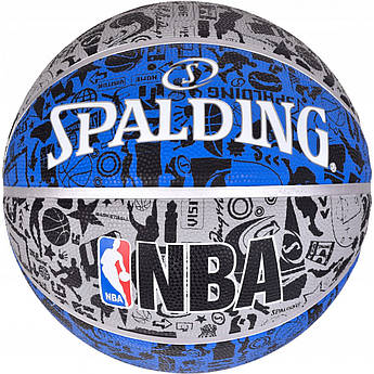 М'яч баскетбольний Spalding NBA Graffiti Outdoor Grey/Blue Size 7 .